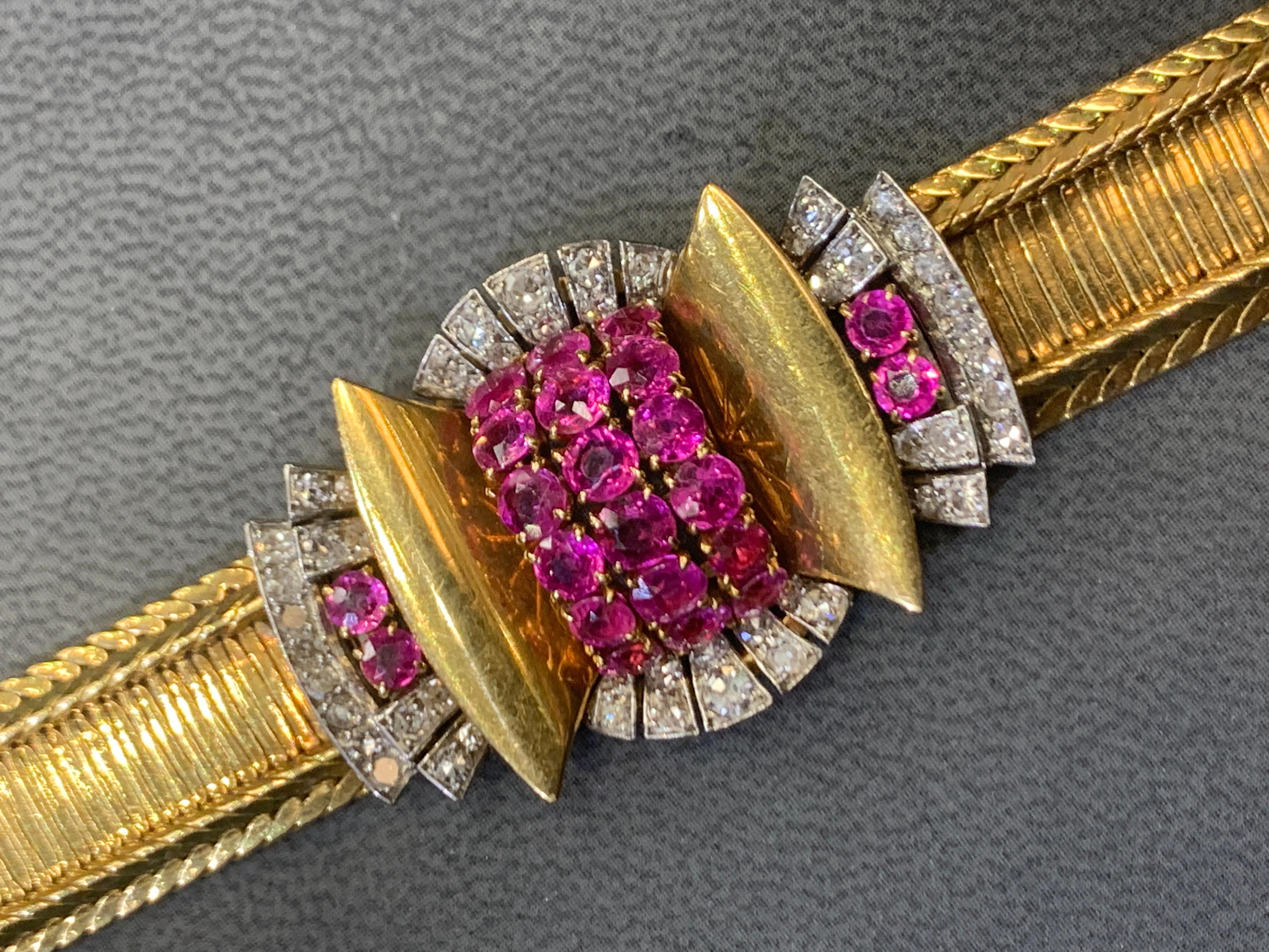 Van Cleef & Arpels Retro-Armband mit Rubin und Diamanten 4
