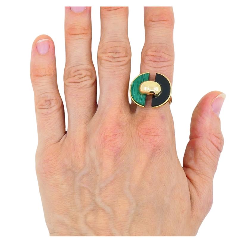 Mixed Cut Van Cleef & Arpels Ring Malachite Onyx 18k Gold