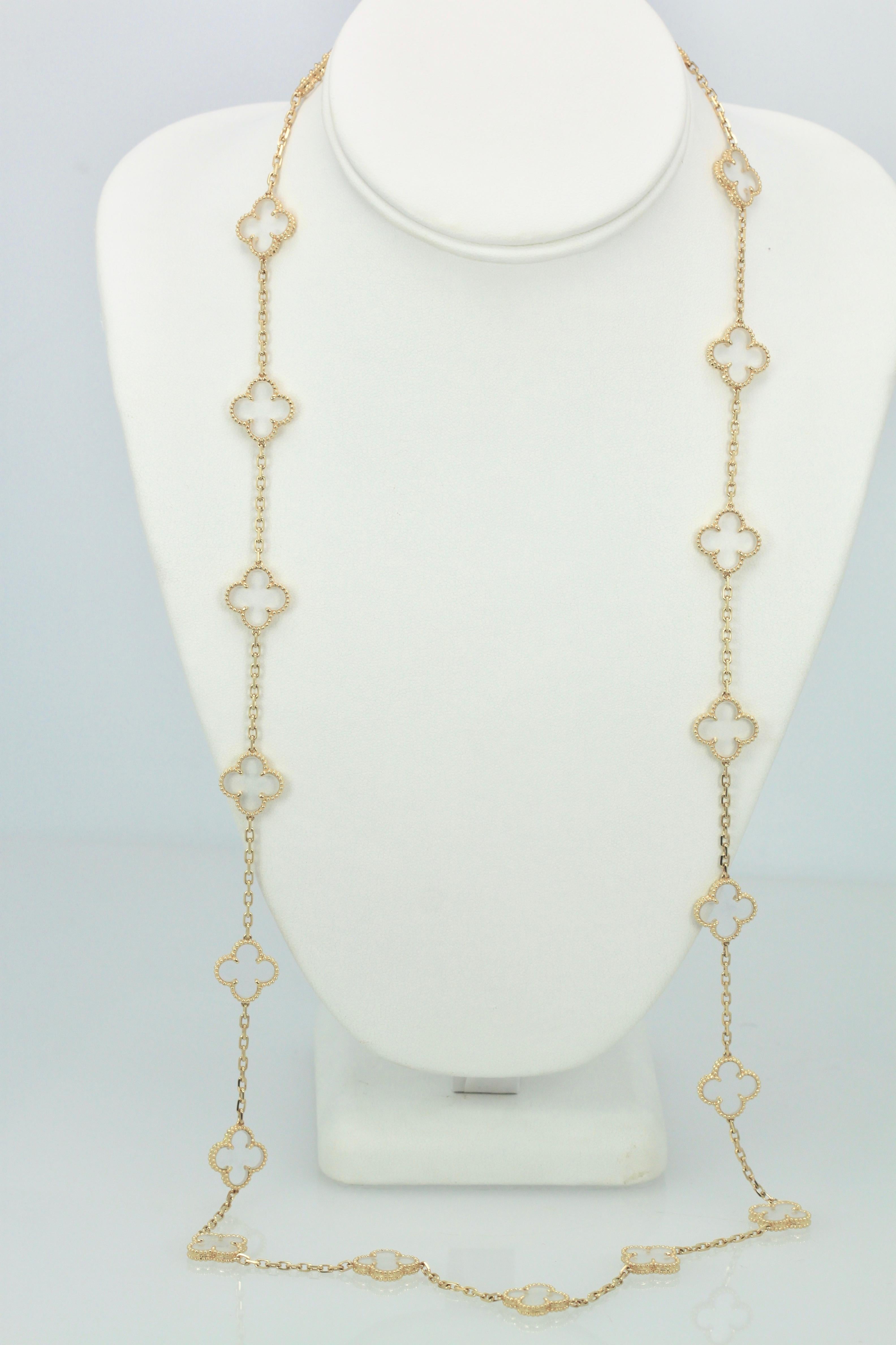Van Cleef & Arpels Rock Crystal 20 Motif Alhambra Necklace Custom Made 2