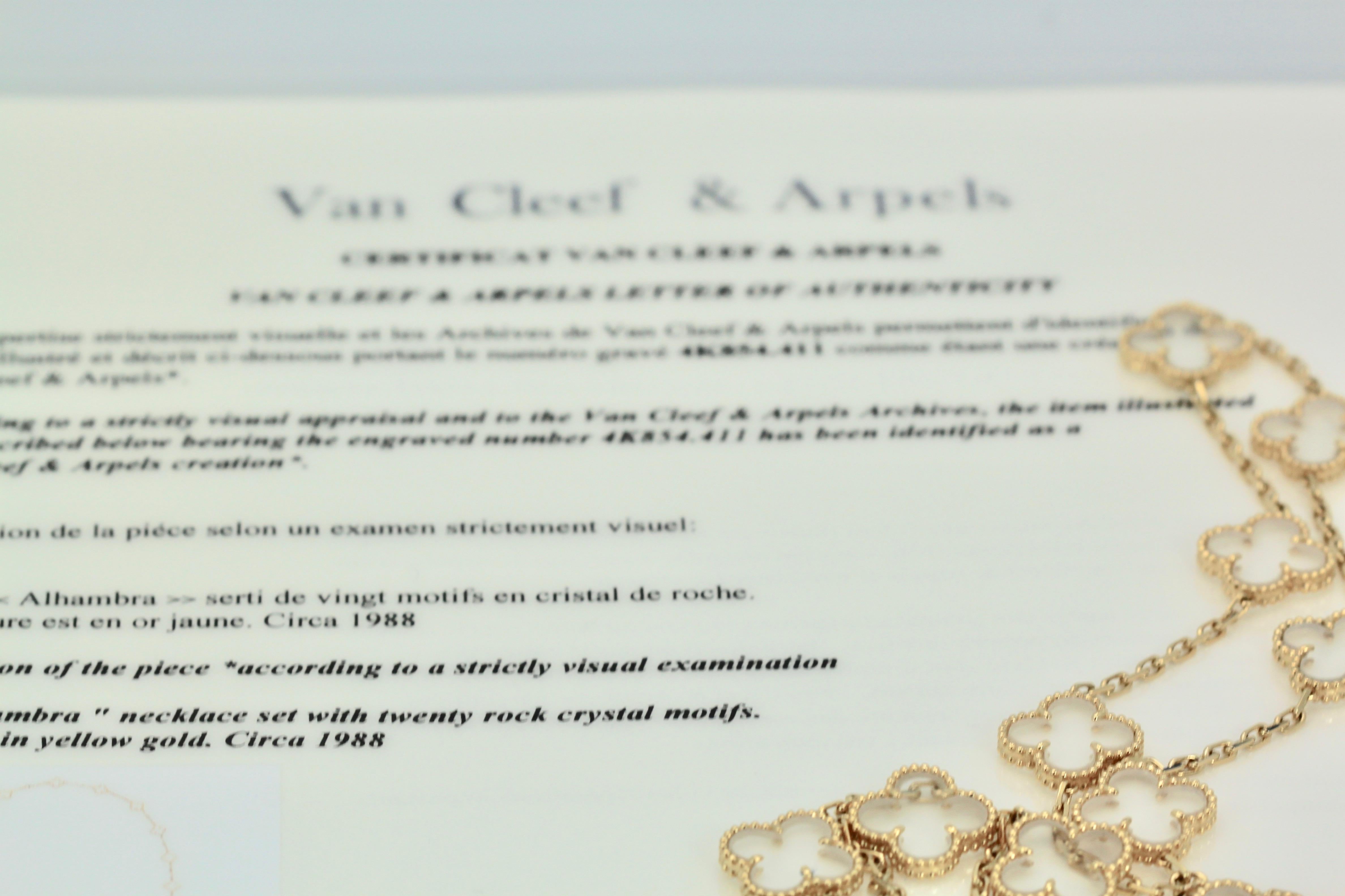 Van Cleef & Arpels Rock Crystal 20 Motif Alhambra Necklace Custom Made 4