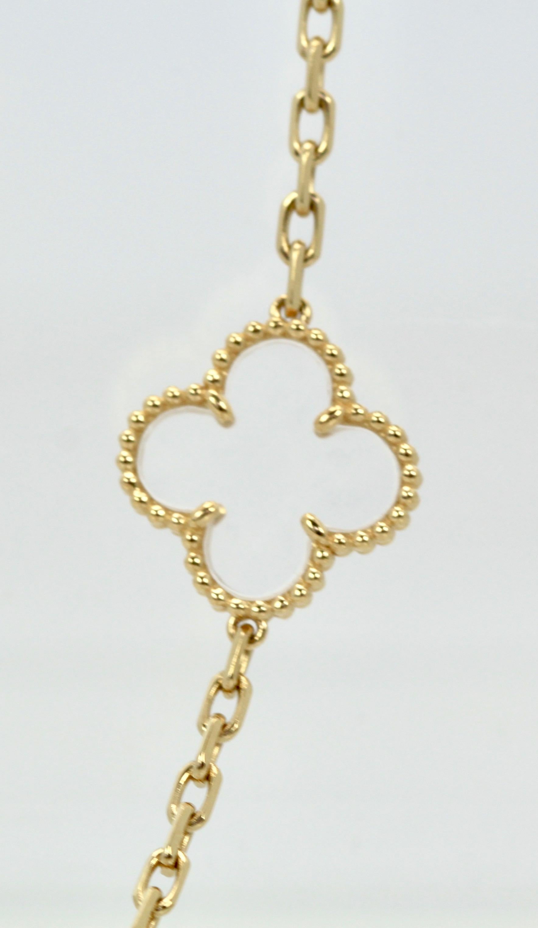 Women's or Men's Van Cleef & Arpels Rock Crystal 20 Motif Alhambra Necklace Custom Made