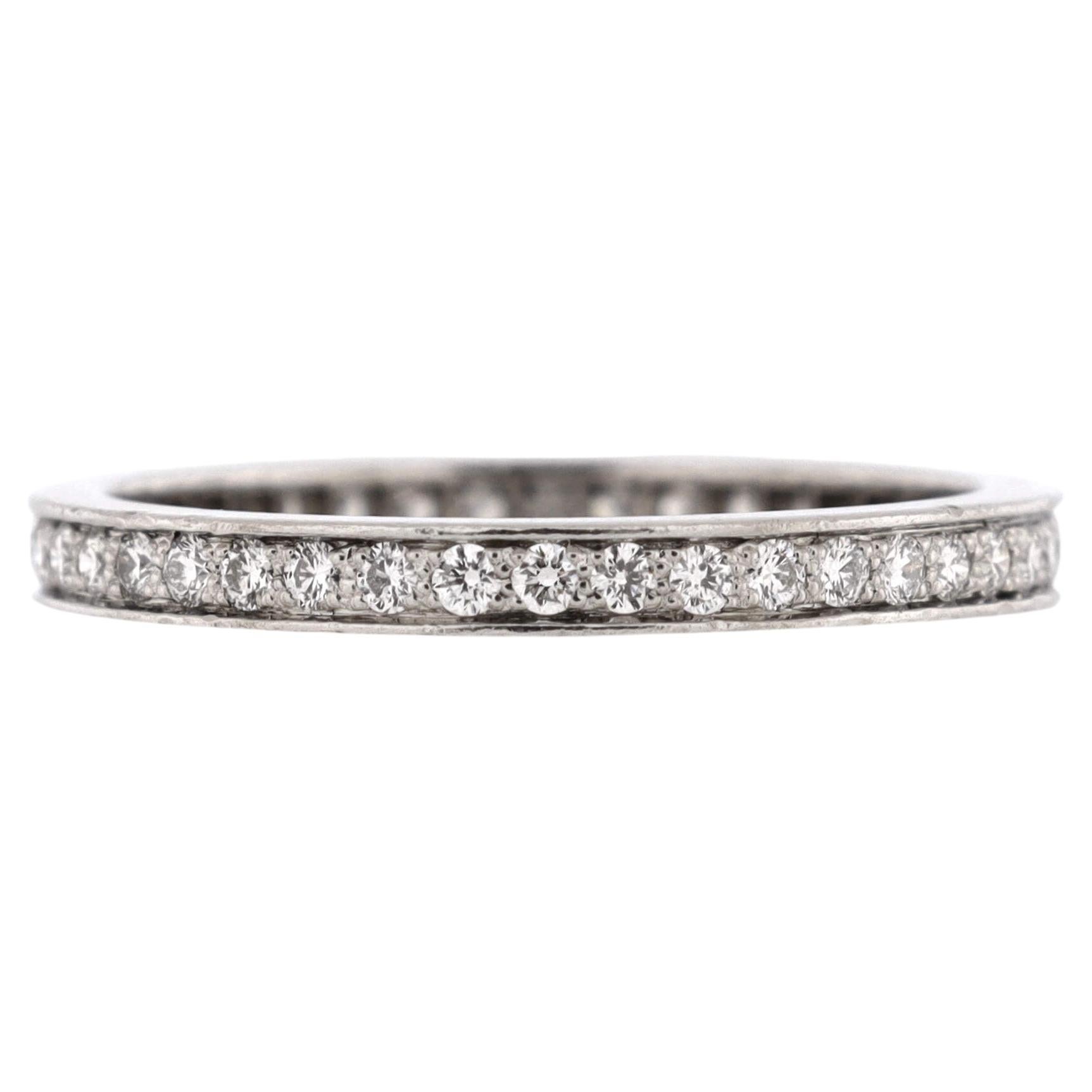 Van Cleef & Arpels Romance Wedding Band Ring Platinum and Diamonds 2.1mm For Sale