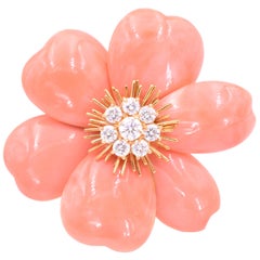 Van Cleef & Arpels 'Rose de Noel' Coral Brooch