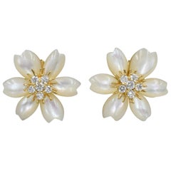 Van Cleef & Arpels "Rose de Noël" Earrings Mother of Pearl