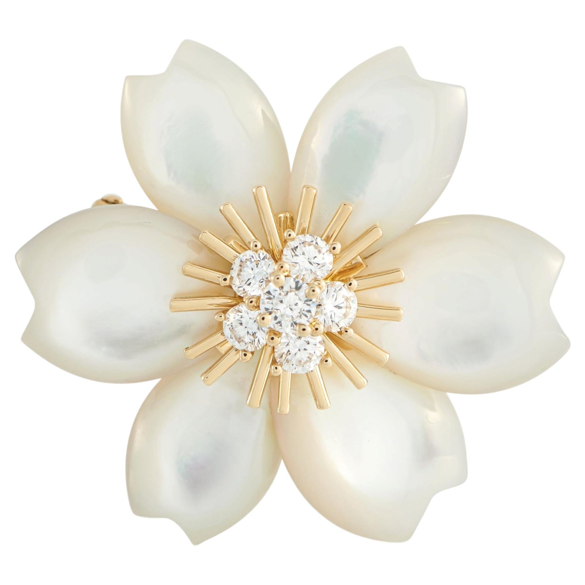 Van Cleef & Arpels Rose de Noel Mother of Pearl Brooch