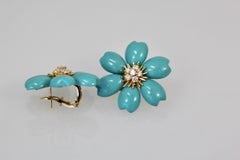 Van Cleef & Arpels Rose de Noel Turquoise Earrings