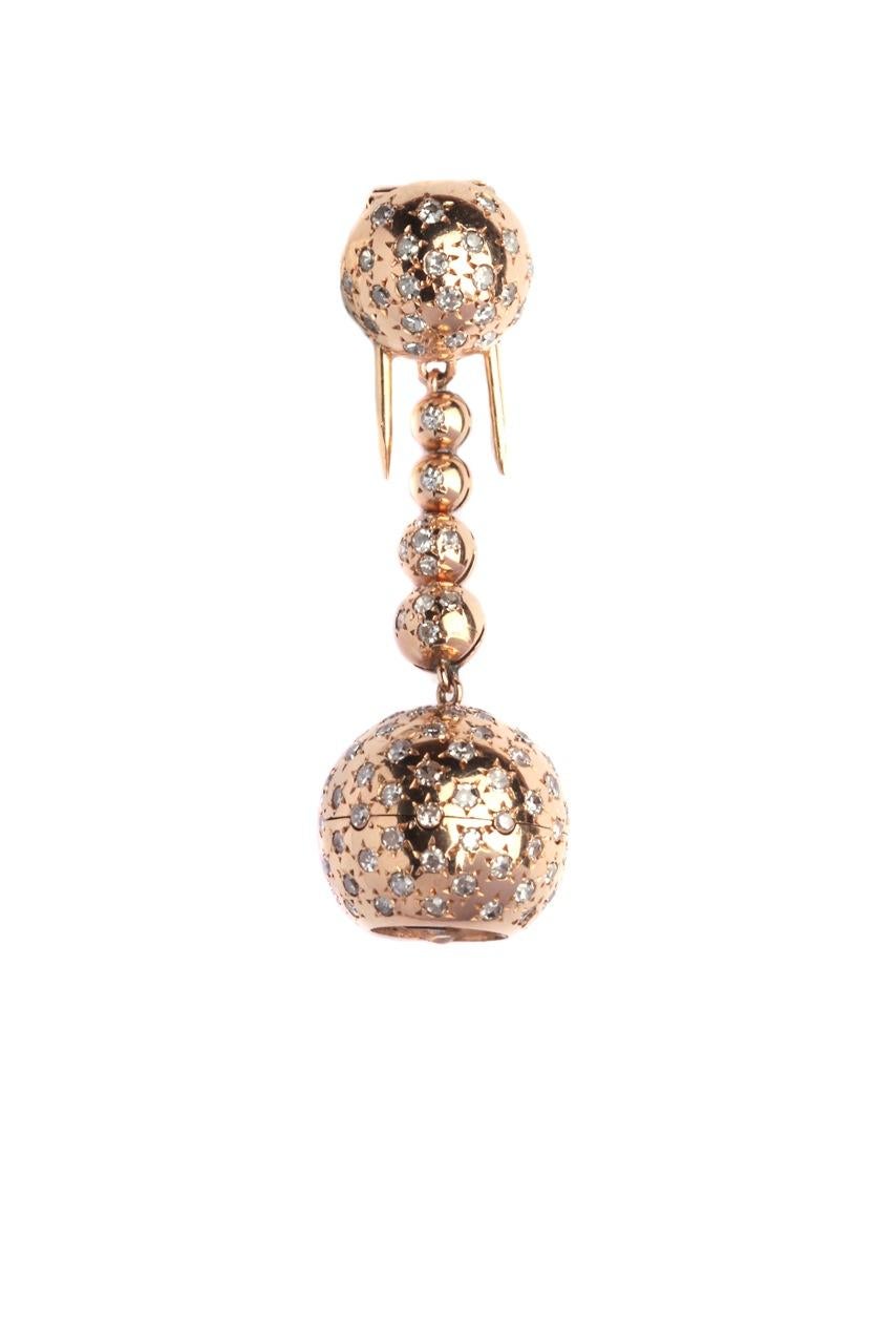 Van Cleef & Arpels Rose Gold Ball-Form Pin Watch In Excellent Condition For Sale In New York, NY
