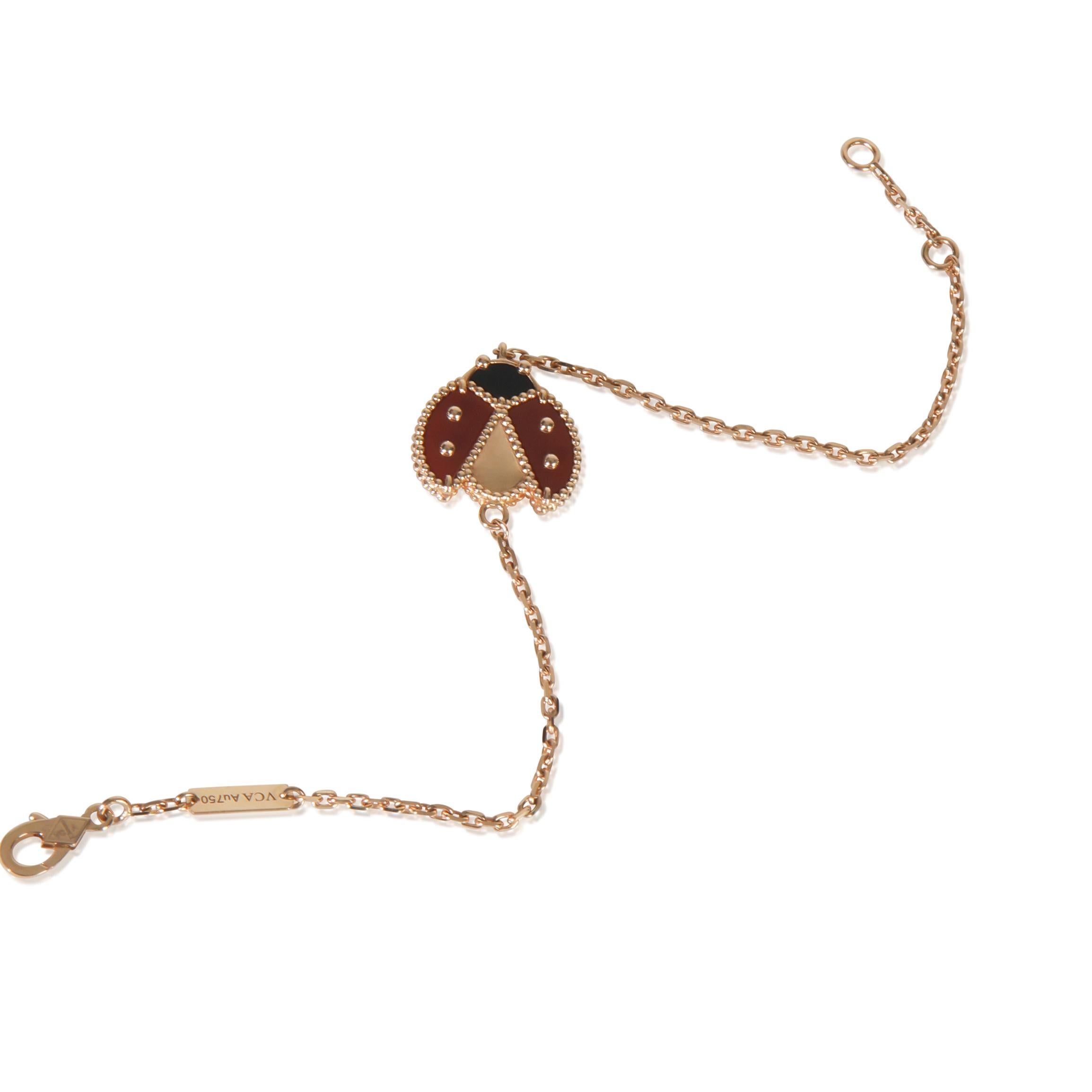 Van Cleef & Arpels Pulsera de oro rosa con cornalina y ónix de la suerte Primavera en venta 1