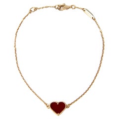 Van Cleef & Arpels Rose Gold & Carnelian Sweet Alhambra Heart Bracelet