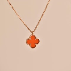 Van Cleef & Arpels Rose Gold Carnelian Sweet Alhambra Pendant