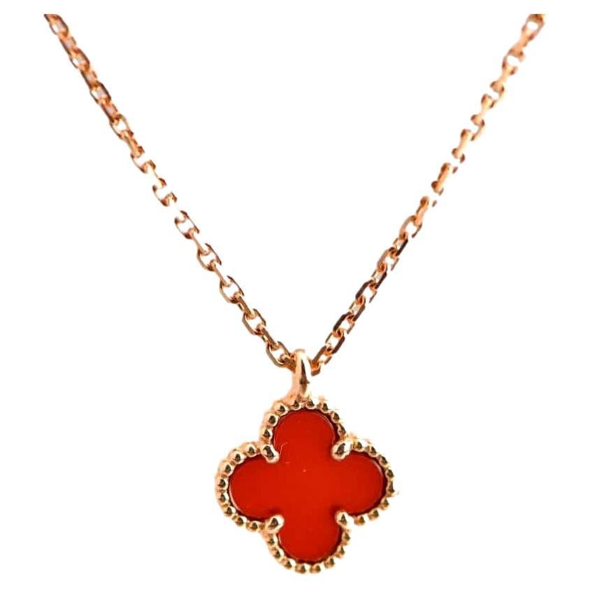 Van Cleef & Arpels Rose Gold Carnelian Sweet Alhambra Pendant