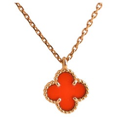 Van Cleef & Arpels Rose Gold Carnelian Sweet Alhambra Pendant