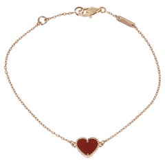 Van Cleef & Arpels Rose Gold Carnelian Sweet Hearts Bracelet