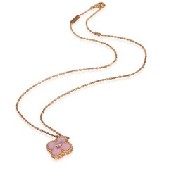 Van Cleef & Arpels Rose Gold Diamond 2015 Ltd Edition Vintage Alhambra Pendant