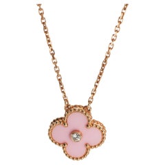 Van Cleef & Arpels Rose Gold Diamond 2015 Ltd Edition Vintage Alhambra Pendant