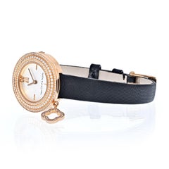 Van Cleef & Arpels Rose Gold Diamond Charm Alhambra Round Dial Ladies Watch