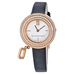 Used Van Cleef & Arpels Rose Gold Diamond Charm Alhambra Round Dial Ladies Watch