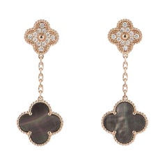 Van Cleef & Arpels Rose Gold Diamond & Mother Of Pearl Magic Alhambra Earrings V