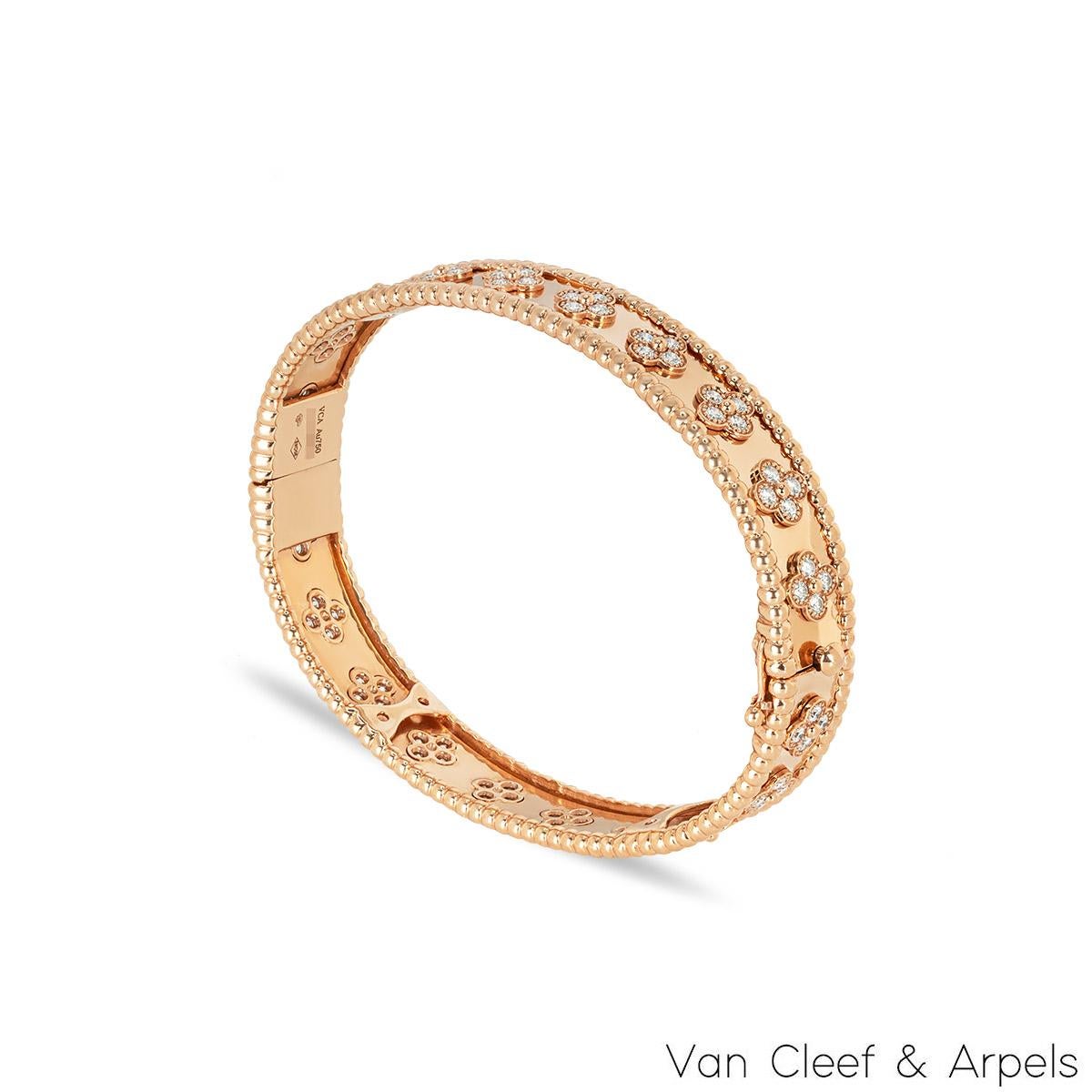 Van Cleef & Arpels Bracelet, Rose Gold & Diamond Clovers - Perlee