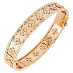 Van Cleef & Arpels Rose Gold Diamond Perlée Clovers Bracelet VCARN5B200
