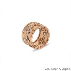 Van Cleef & Arpels Rose Gold Diamond Perlee Clovers Medium Ring