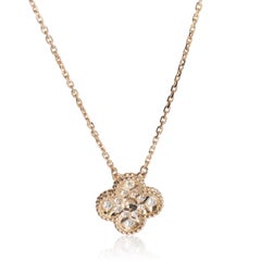 Van Cleef & Arpels Rose Gold Diamond Vintage Alhambra Pendant