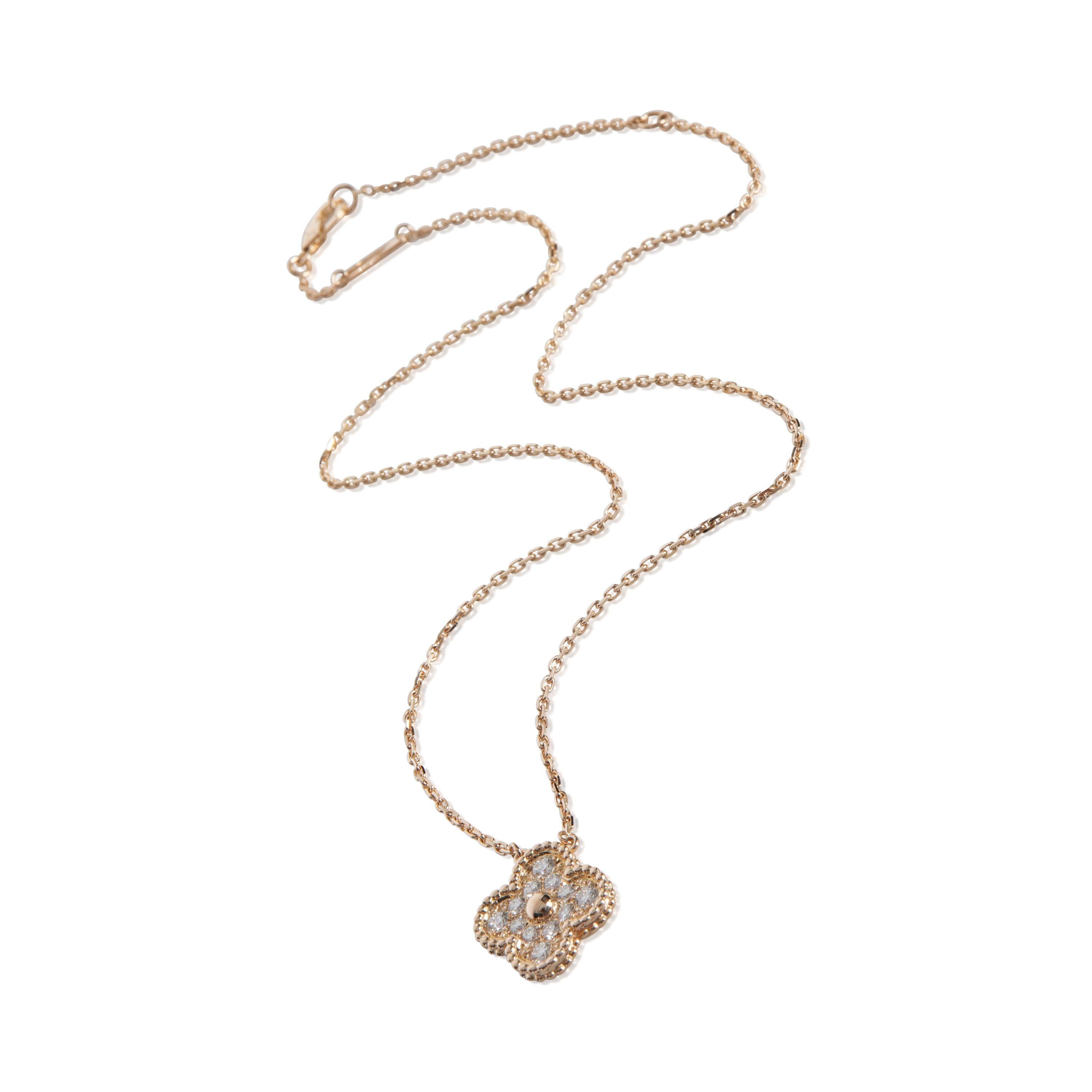 Women's Van Cleef & Arpels Rose Gold Diamond Vintage Alhambra Pendant For Sale