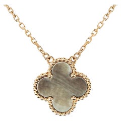 Van Cleef & Arpels Roségold Grau Perlmutt Vintage Alhambra Halskette VCAR
