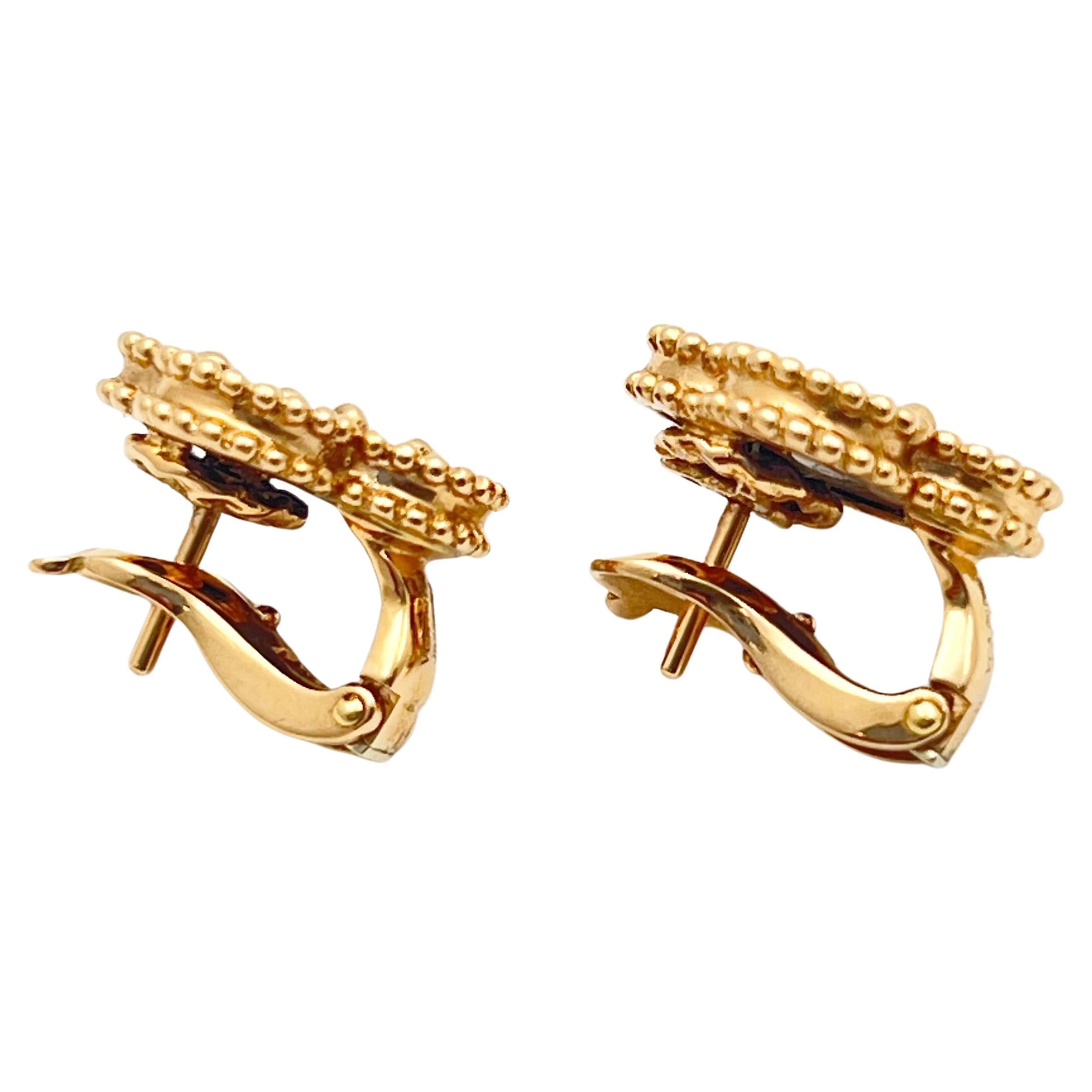 Women's Van Cleef & Arpels Rose Gold Letterwood Vintage Alhambra Earrings