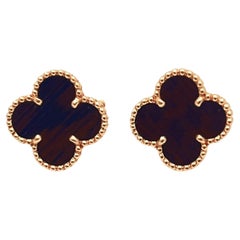 Van Cleef & Arpels Alhambra-Ohrringe aus Roségold und Buchstabenholz im Vintage-Stil