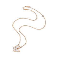 Van Cleef & Arpels Rose Gold Mother Of Pearl and Diamond Two Butterfly Pendant