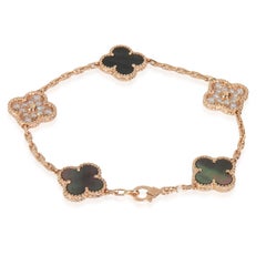 Van Cleef & Arpels Rose Gold Mother Of Pearl & Diamond Alhambra Bracelet