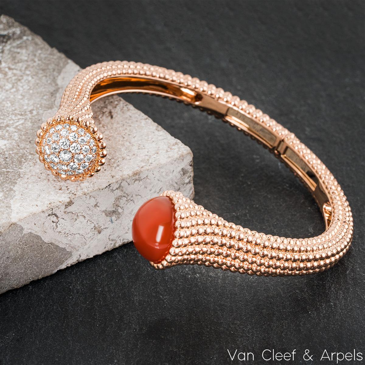 Van Cleef & Arpels Rose Gold Perlée Couleurs Small Bracelet VCARP27400 In Excellent Condition For Sale In London, GB