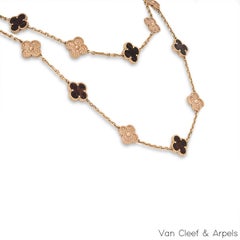 Van Cleef & Arpels Rose Gold Vintage Alhambra Bois D amourette 20 Motif Necklace