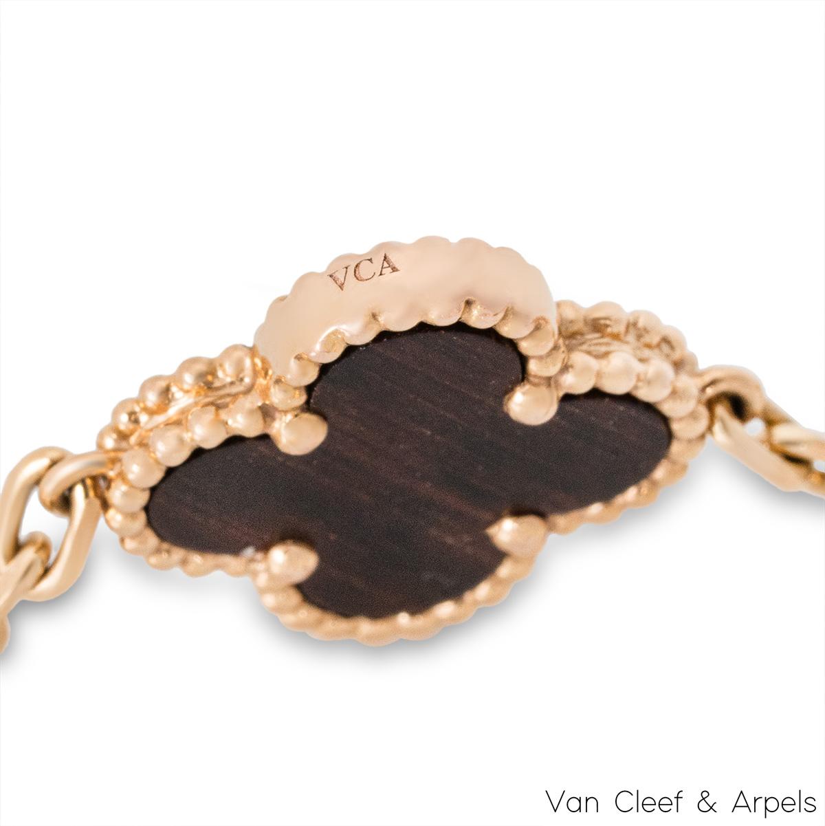 Van Cleef & Arpels Rose Gold Vintage Alhambra Bois D amourette 20 Motif Necklace 1
