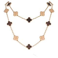 Van Cleef & Arpels Rose Gold Vintage Alhambra Bois D amourette 20 Motif Necklace