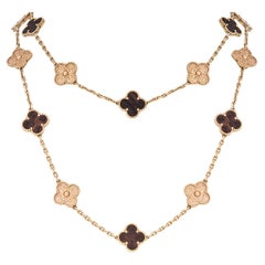Van Cleef & Arpels Rose Gold Vintage Alhambra Bois D'amourette 20 Motif Necklace