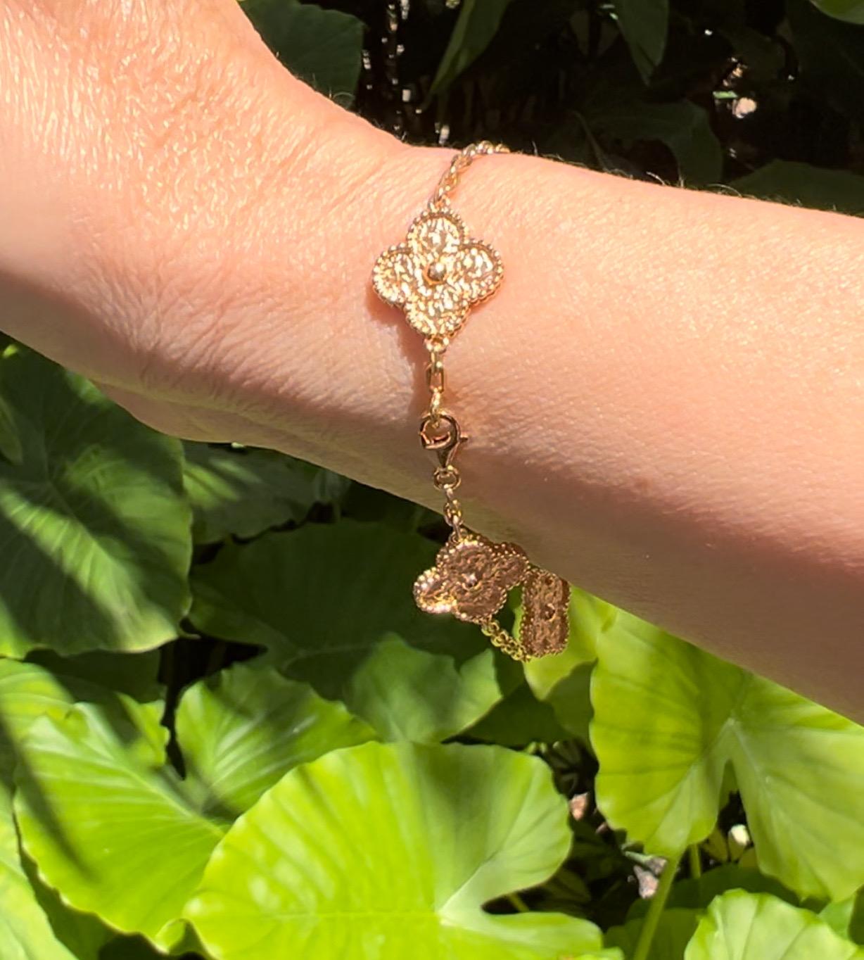 Van Cleef & Arpels Rose Gold Vintage Alhambra Bracelet In Excellent Condition In Palm Beach, FL