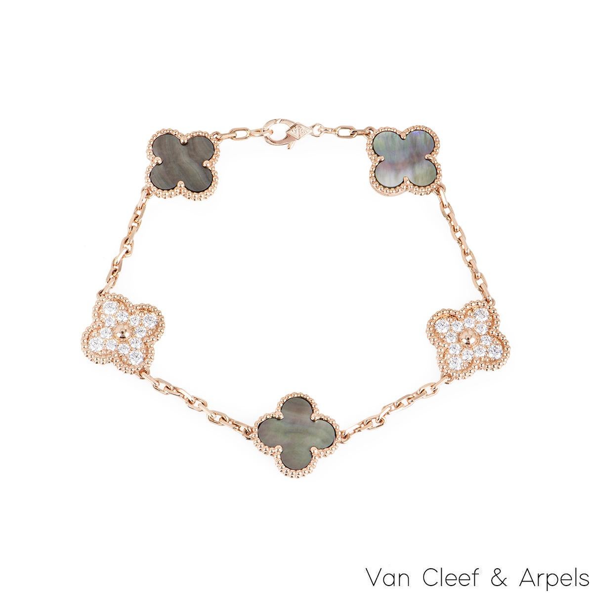 Van Cleef & Arpels Rose Gold Vintage Alhambra Bracelet VCARP2R100 In Excellent Condition In London, GB