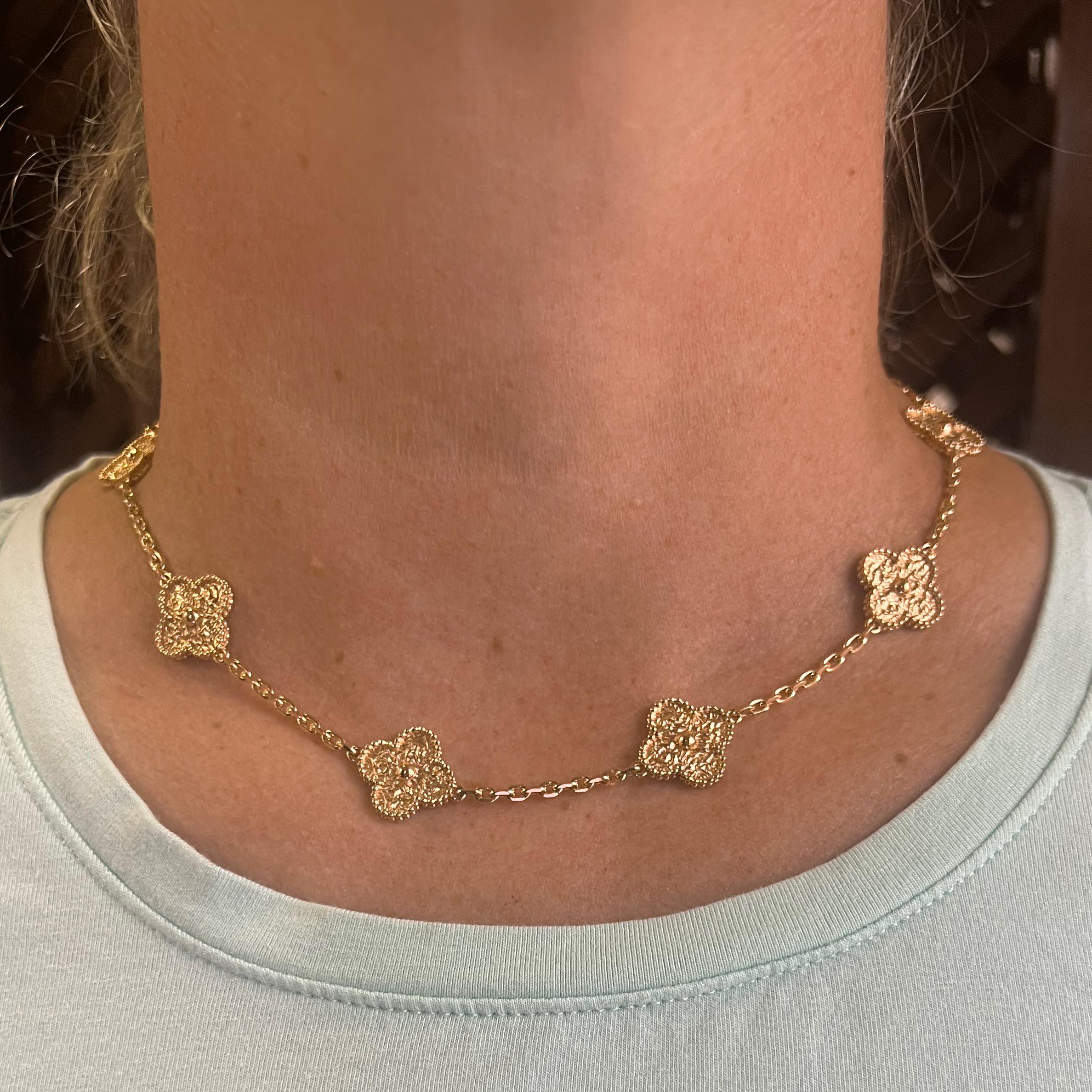 rose gold alhambra necklace