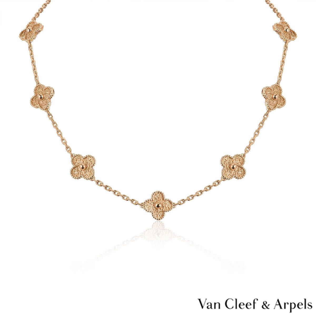 Van Cleef & Arpels Rose Gold Vintage Alhambra Necklace VCARN9T100 In Excellent Condition In Mayfair, London, London