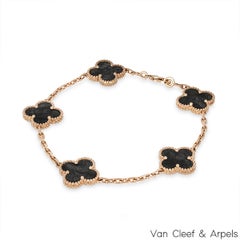 Van Cleef & Arpels Rose & Obsidian Vintage Alhambra 5 Motif Bracelet VCARP75600