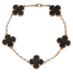 Van Cleef & Arpels Bracelet rose et obsidienne vintage Alhambra à 5 motifs VCARP75600
