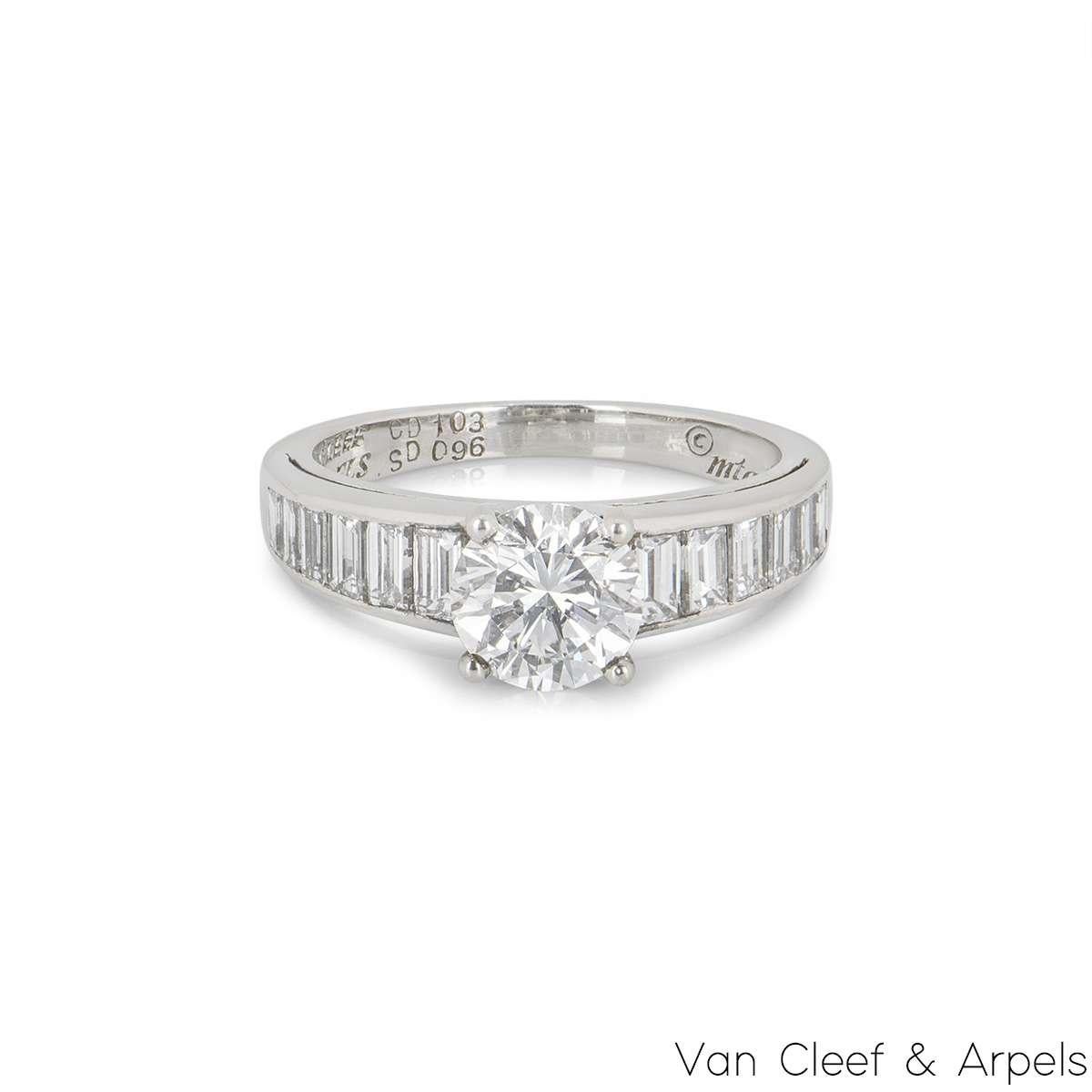 Round Cut Van Cleef & Arpels Round Brilliant Cut Diamond Engagement Ring 1.03ct IGR Cert For Sale