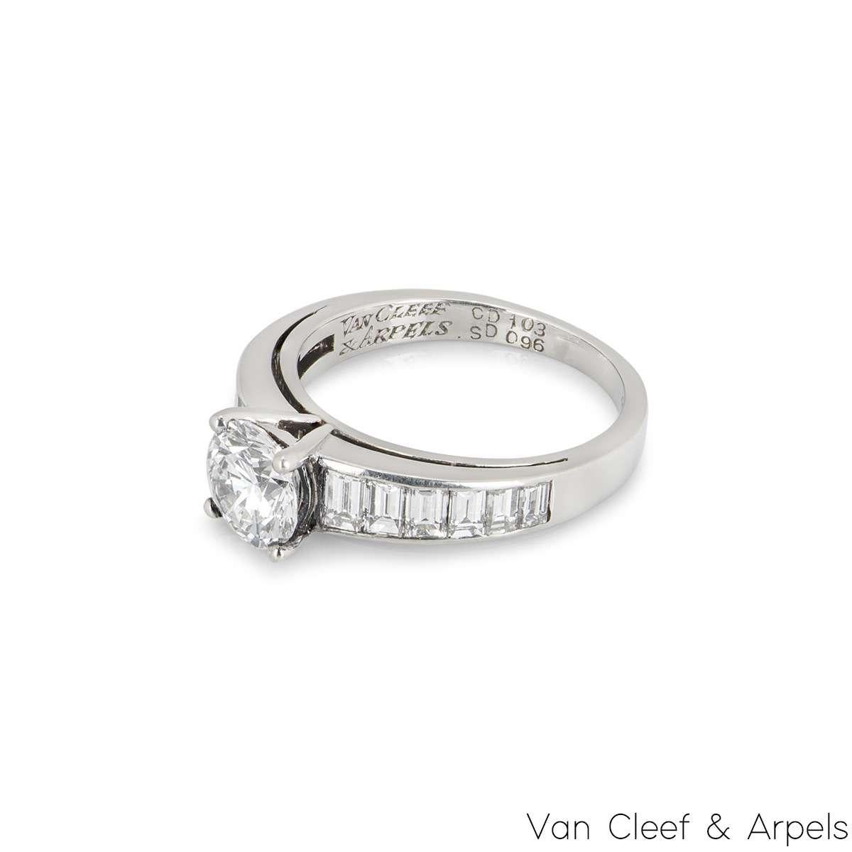 Round Cut Van Cleef & Arpels Round Brilliant Cut Diamond Engagement Ring 1.03ct IGR Cert For Sale