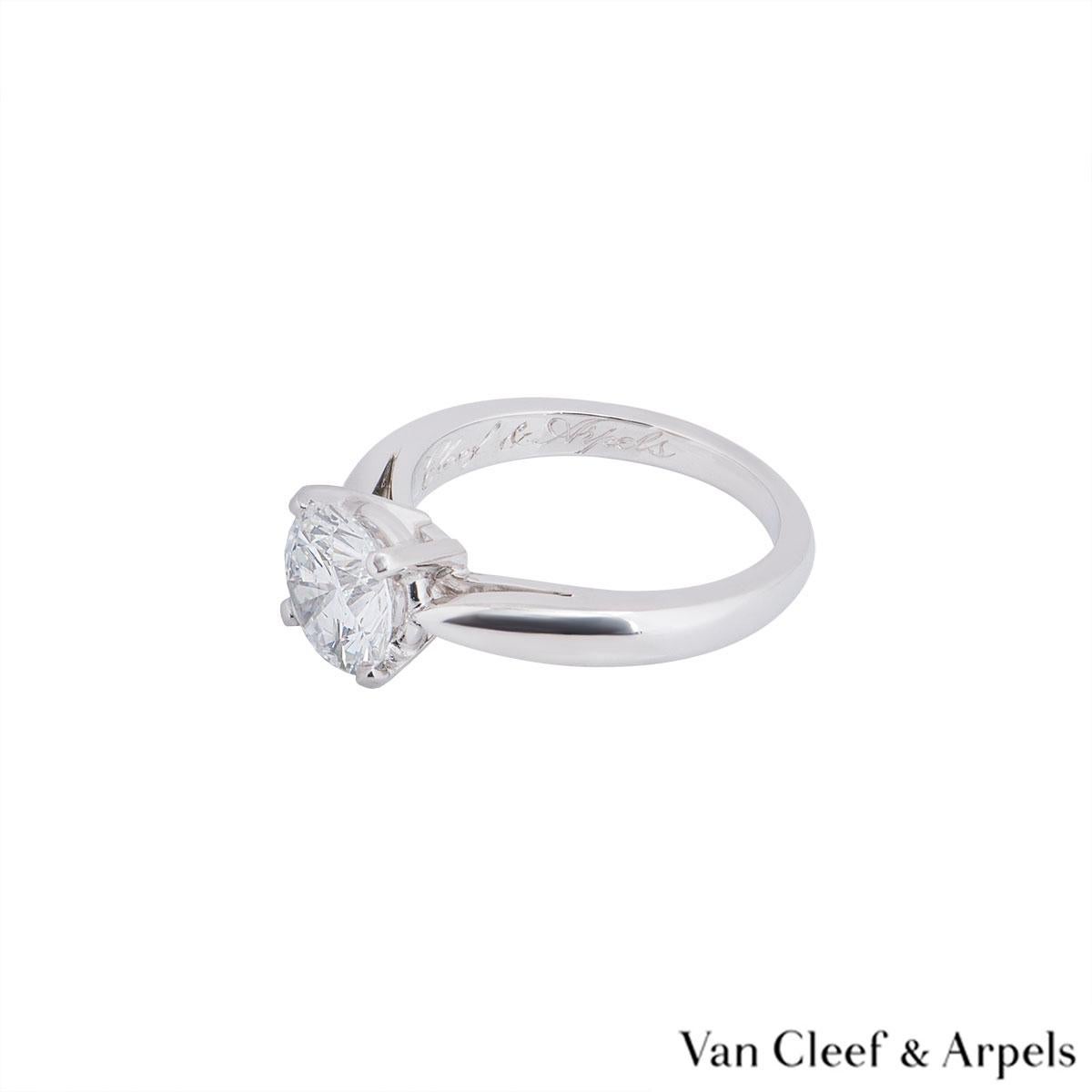 Round Cut Van Cleef & Arpels Round Diamond Bonheur Solitaire Engagement Ring 1.64ct GIA 