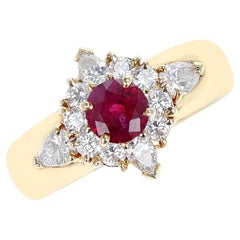 Van Cleef & Arpels Round Ruby Ring with Diamonds, 18k
