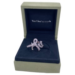 Van Cleef & Arpels Ruban Bow 18K White Gold Full Diamond Ring, Size 49