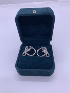 Van Cleef & Arpels Ruban Collection 18K White Gold Full Diamond Bow Earrings