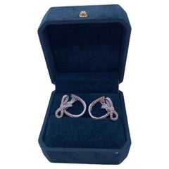 Van Cleef & Arpels Ruban Collection 18K White Gold Full Diamond Bow Earrings